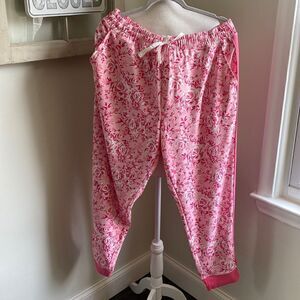 𝅺lularoe Jax Rose Floral Joggers Breast Cancer Awareness NWT